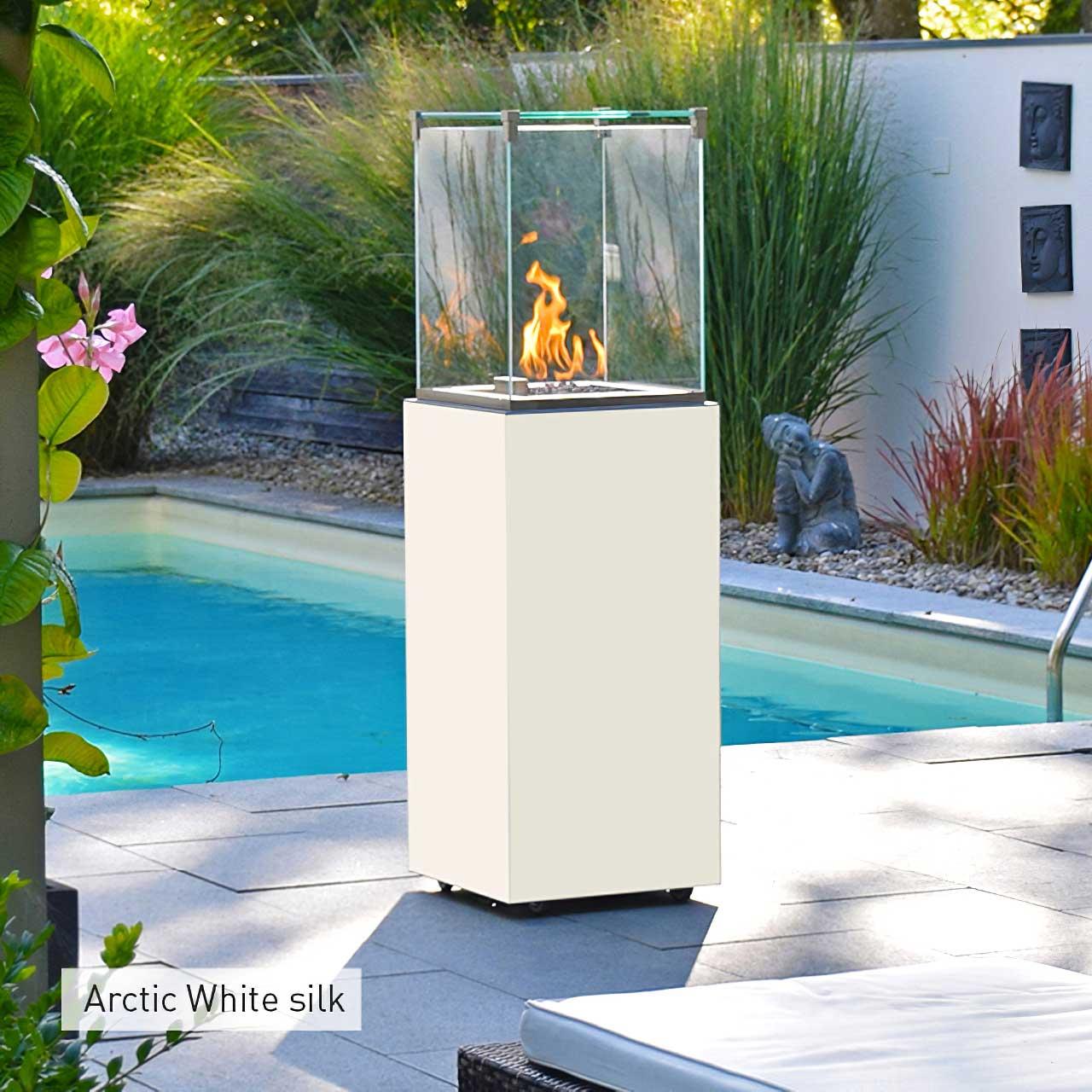 Gaskamin Terrassenofen Neocube O Q1 - Ausführung: Arctic White silk