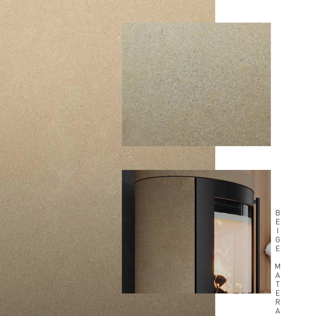Kaminofen Vaio IQ 33 Naturstein Sondermodell inkl. Design-Kaminbesteck - Ausführung: Vaio IQ 33 Naturstein, Beige Matera, 1 Topplatte