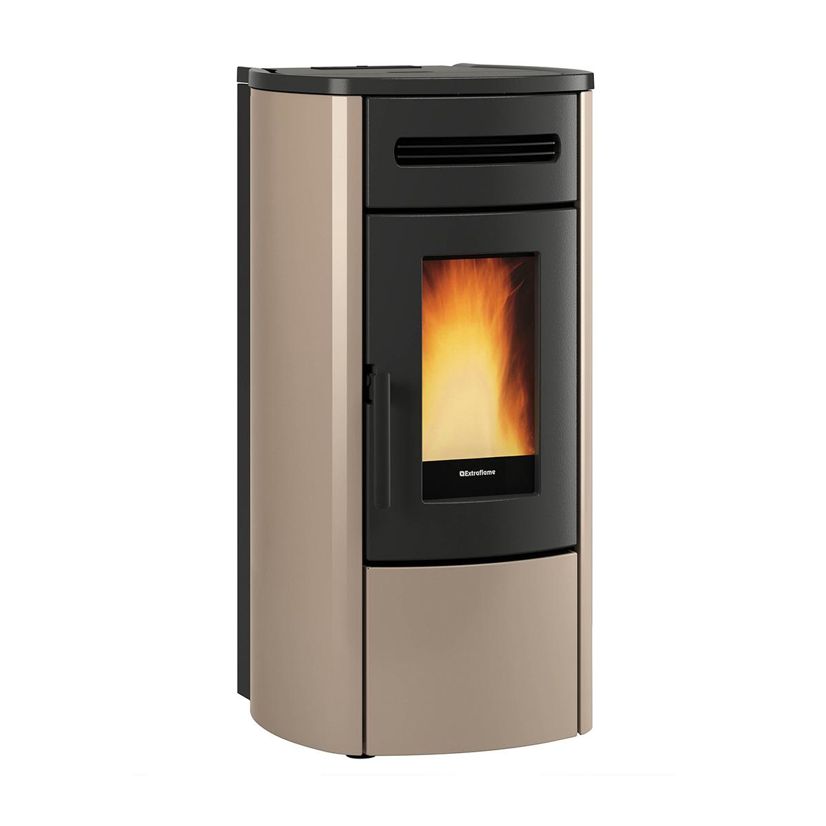 Pelletofen wasserführend Extraflame Evolution Line Guenda Idro 5.0 mit 16,7 kW - Verkleidung: taupe