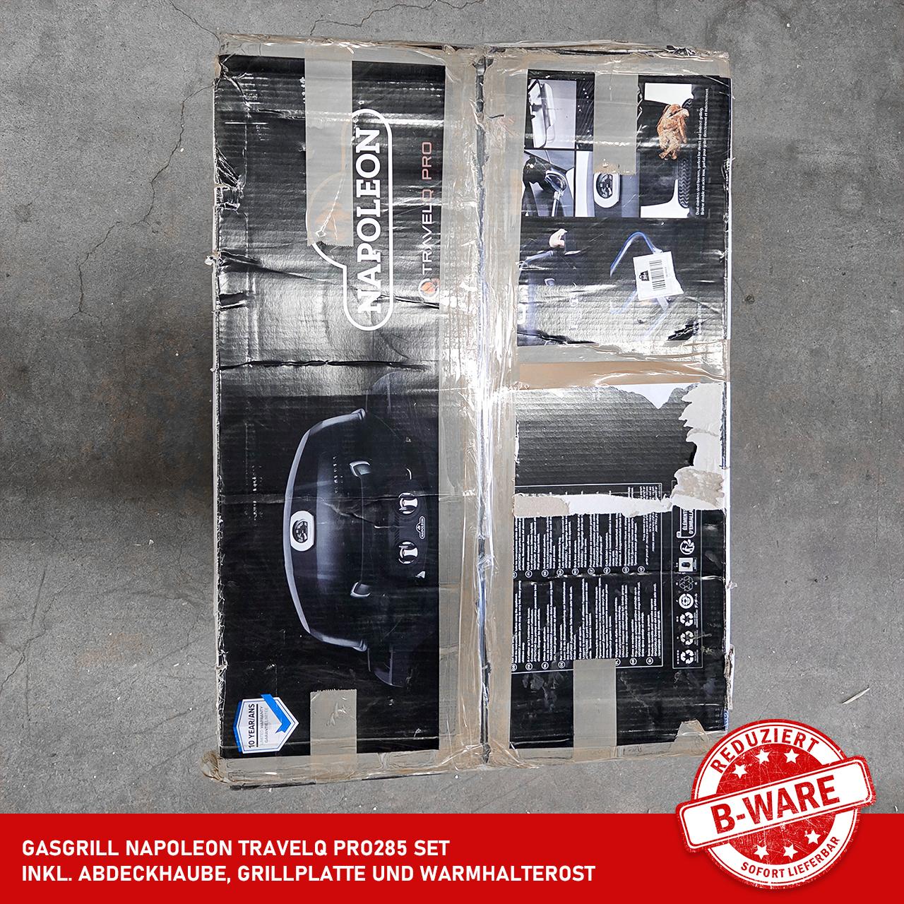 B-Ware - Gasgrill Napoleon TravelQ PRO285 Set inkl. Abdeckhaube, Grillplatte und Warmhalterost