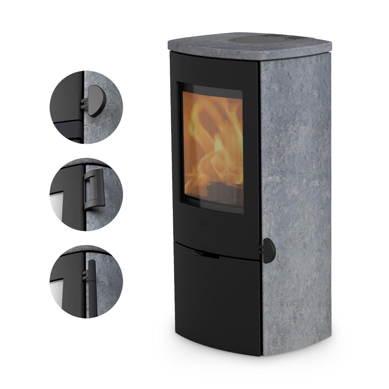 Kaminofen Lotus Mondo 30 Speckstein 5,9 kW - Ausführung: Griff Modern