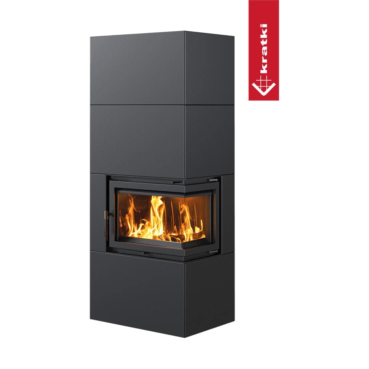 Kaminbausatz Kratki SIMPLE/BOX 8 kW - Ausführung: Schwarz, Seitenglas rechts
