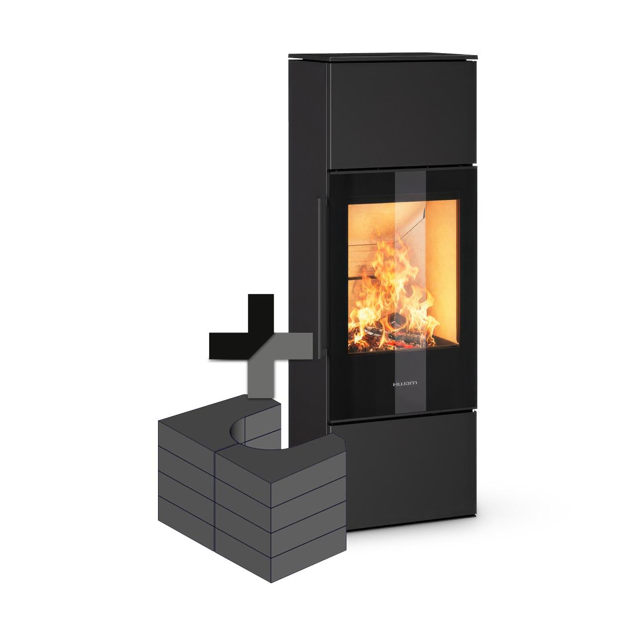 Kaminofen HWAM 5260 Autopilot 4,4 kW, Sondermodell inkl. Wärmespeicher - Ausführung: 5260m, Tür Modern, Korpus Schwarz