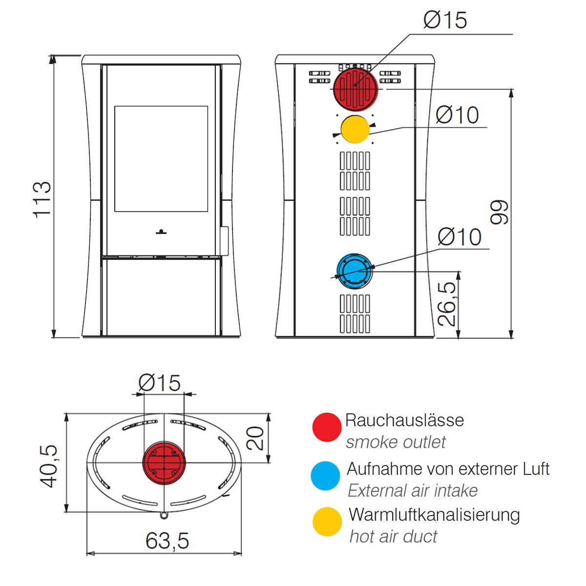 Kaminofen kanalisierbar Edilkamin Klass - Verkleidung: Stahl schwarz