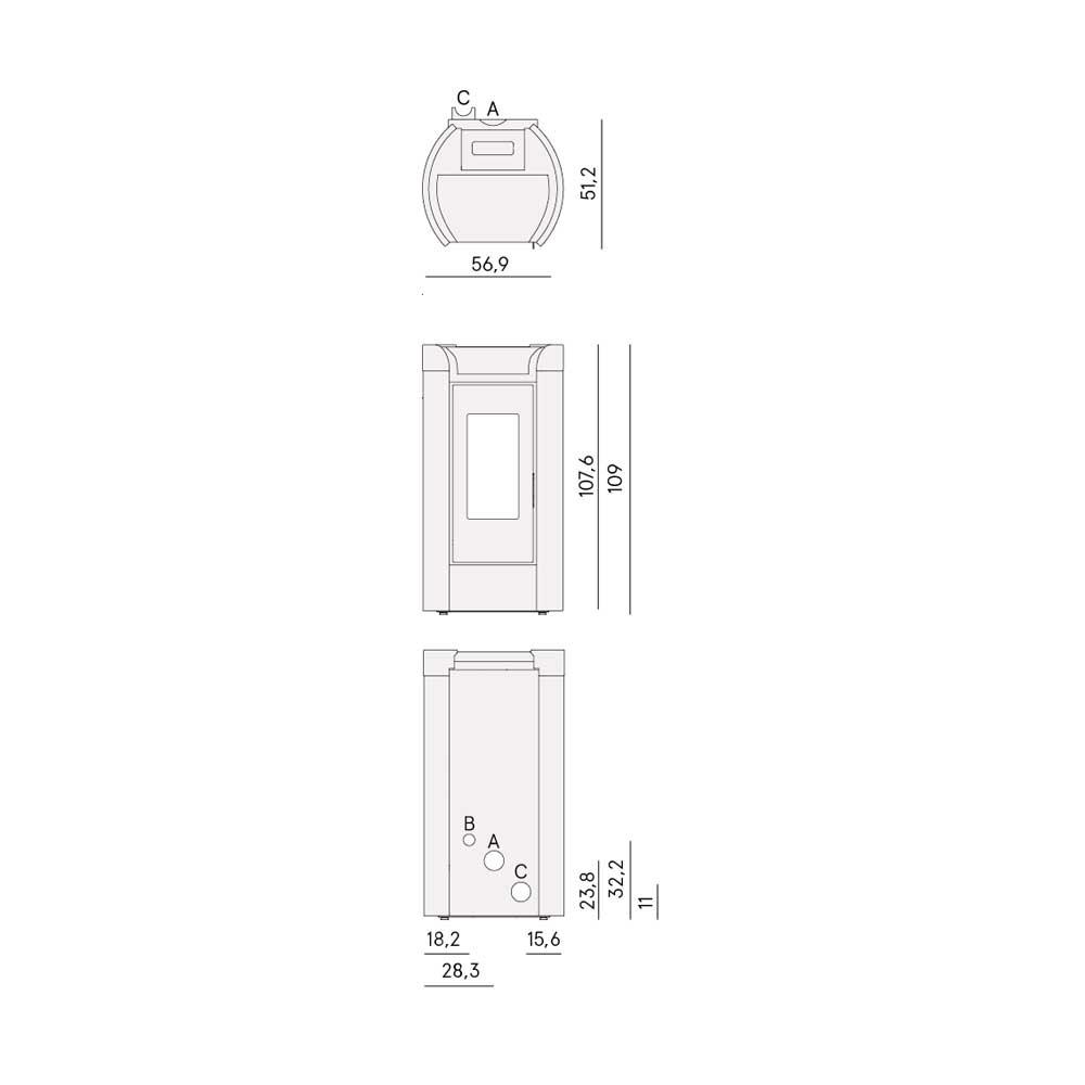Pelletofen Cadel Fenice Plus 11 - Ausführung: Anthrazit/Titanium