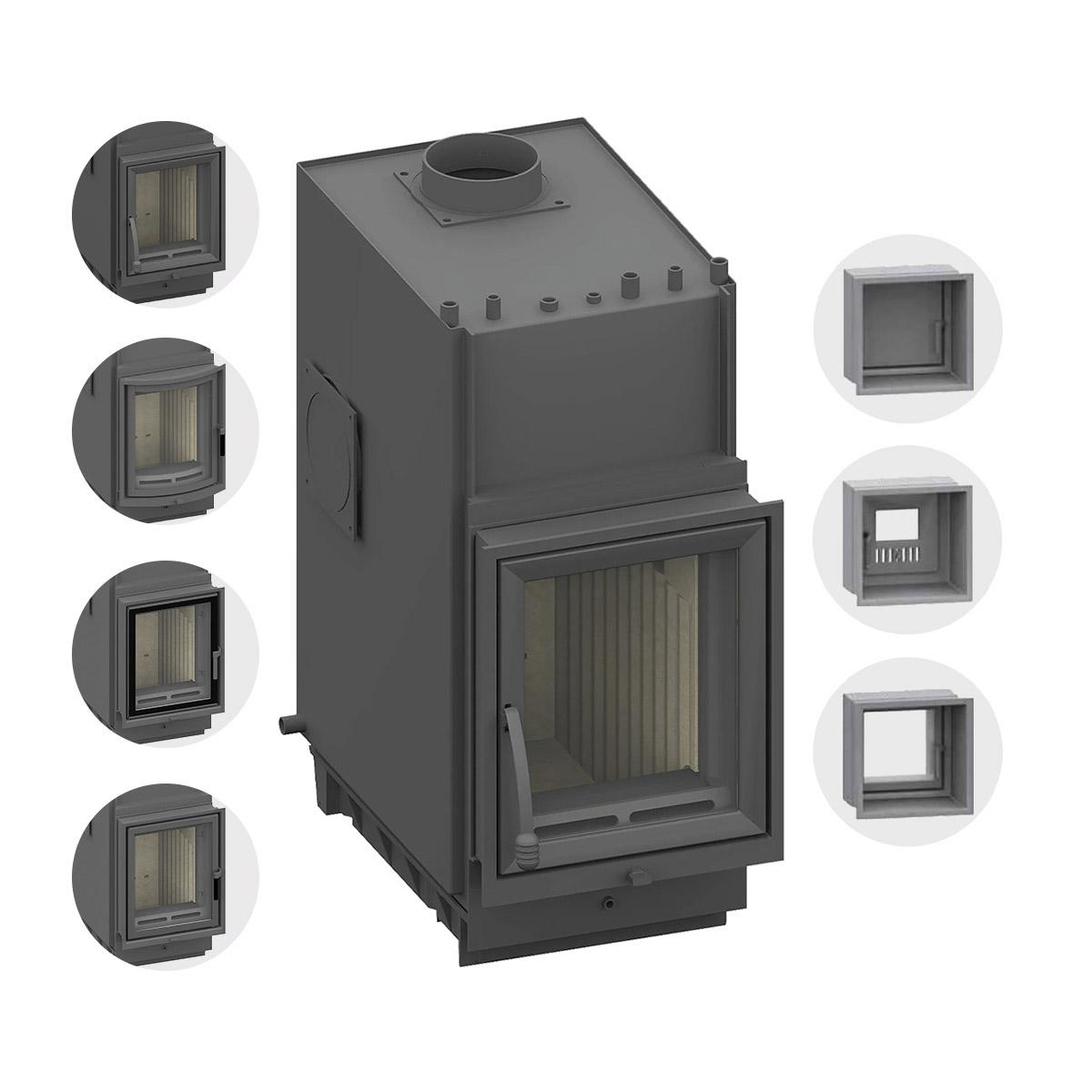 Kachelofeneinsatz wassergeführt Schmid Profi W 12 mit 14,9 kW