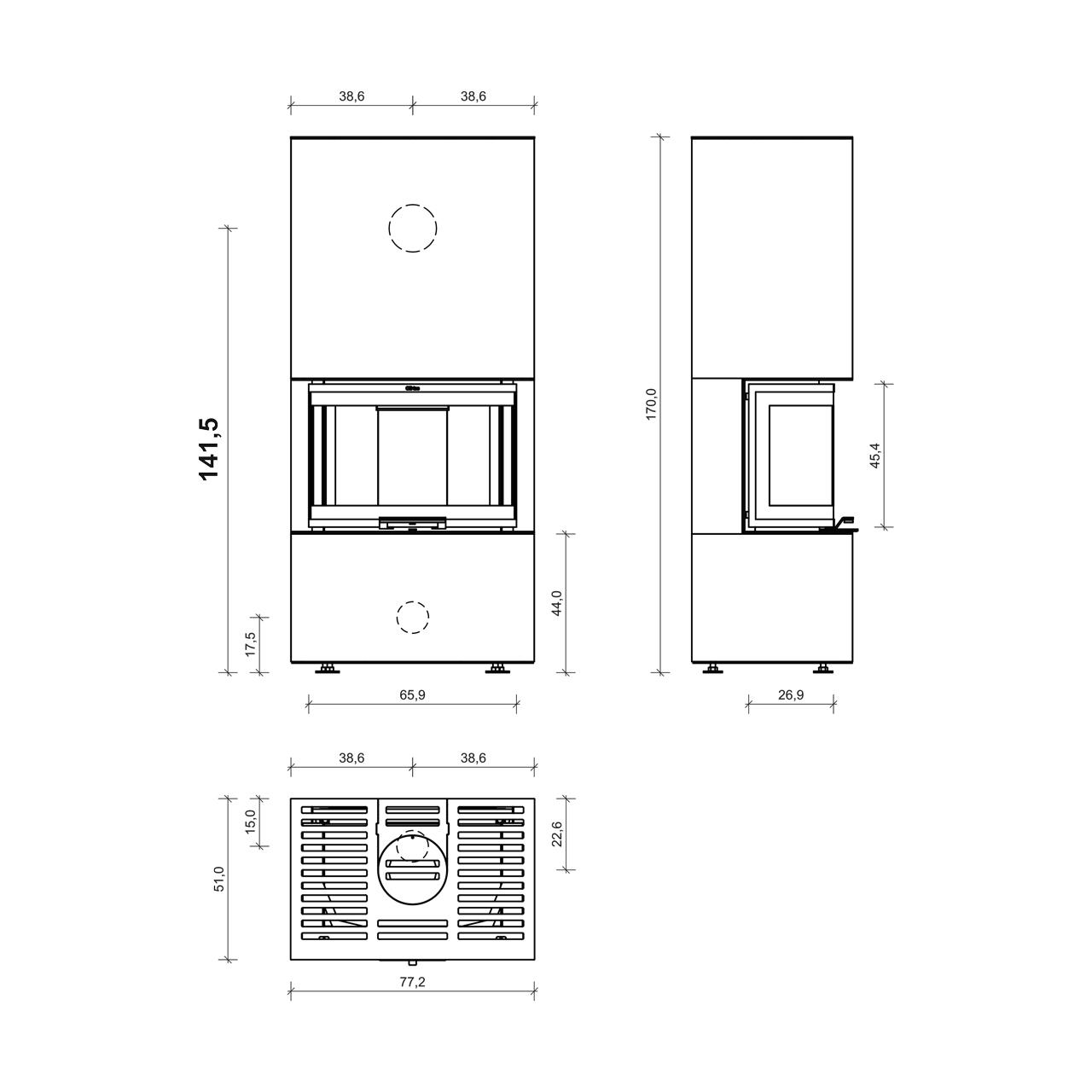 Kaminbausatz Neocube P20 8,5 kW - Oberteil: Arctic White - Unterteil: Nero Zimbabwe