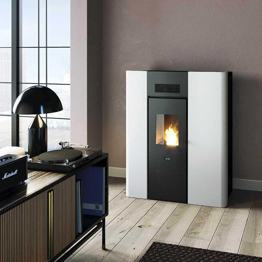 Pelletofen wasserführend Cadel Maya Idro 24  - Ausführung: Stahl/Titanium