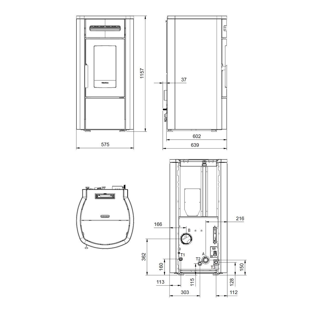 Pelletofen wasserführend Extraflame Evolution Line Guenda Idro 5.0 mit 16,7 kW - Verkleidung: taupe