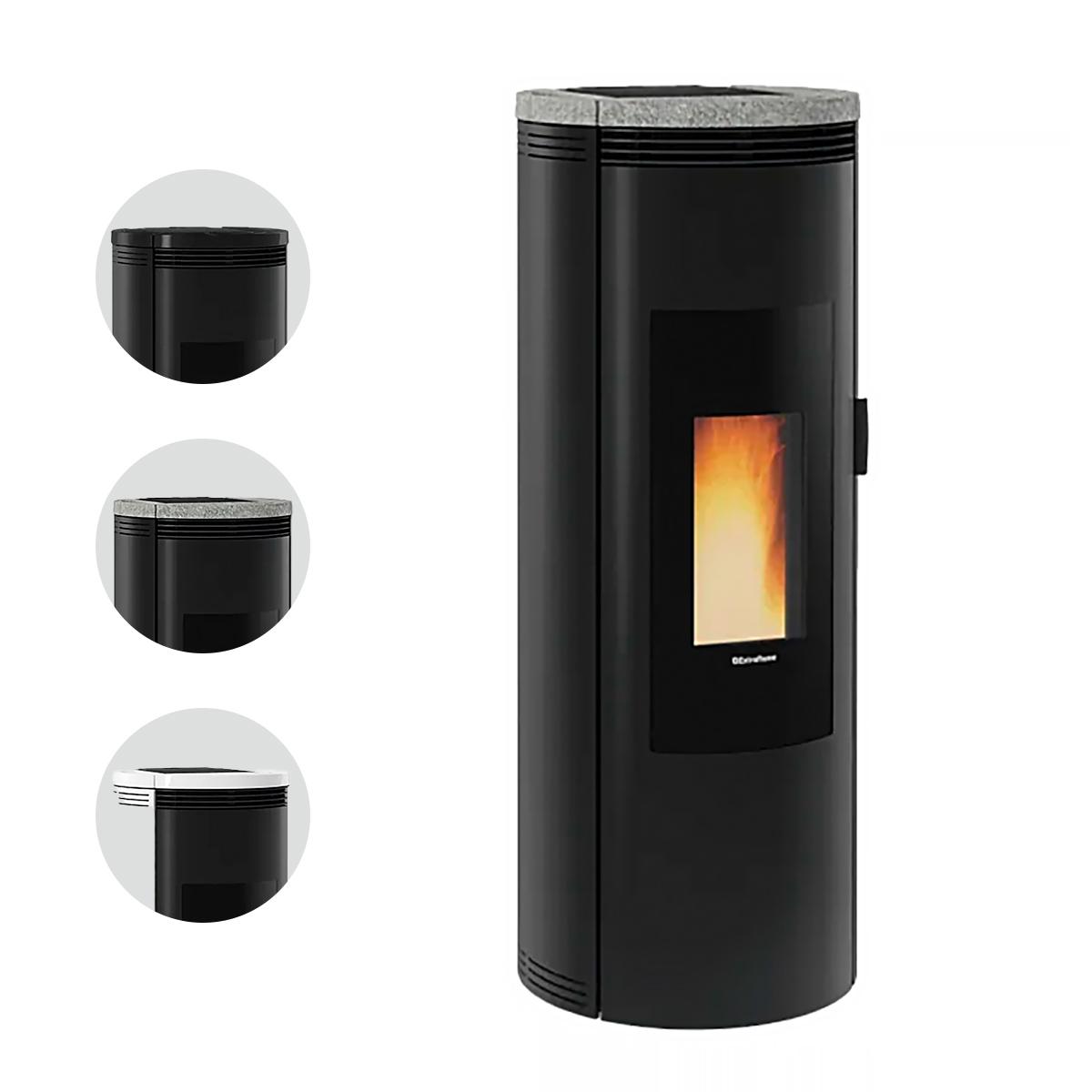 Pelletofen Extraflame Amika AD mit 8 kW - Verkleidung: schwarz + Majolika Topplatte