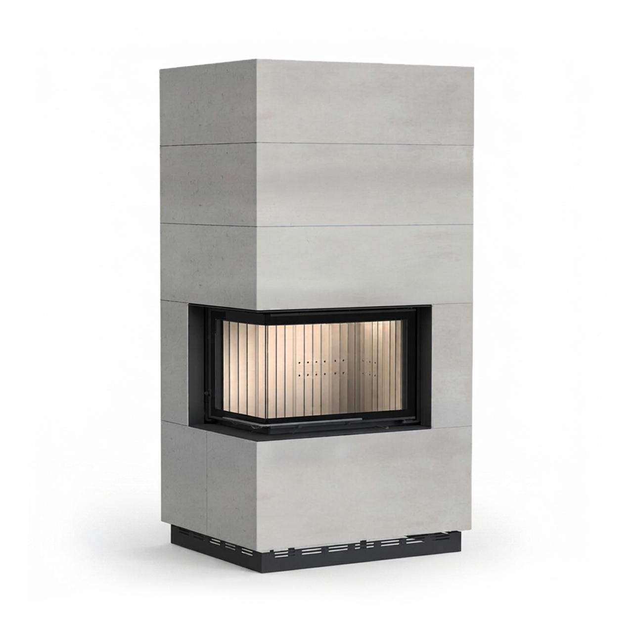 Kaminbausatz Brunner wasserführend BSK 02.1 Kamin-Kessel Eck 45/67/44 links, Schiebetür 12 kW - Kessel-Ausführung: Glaskeramik (GK)