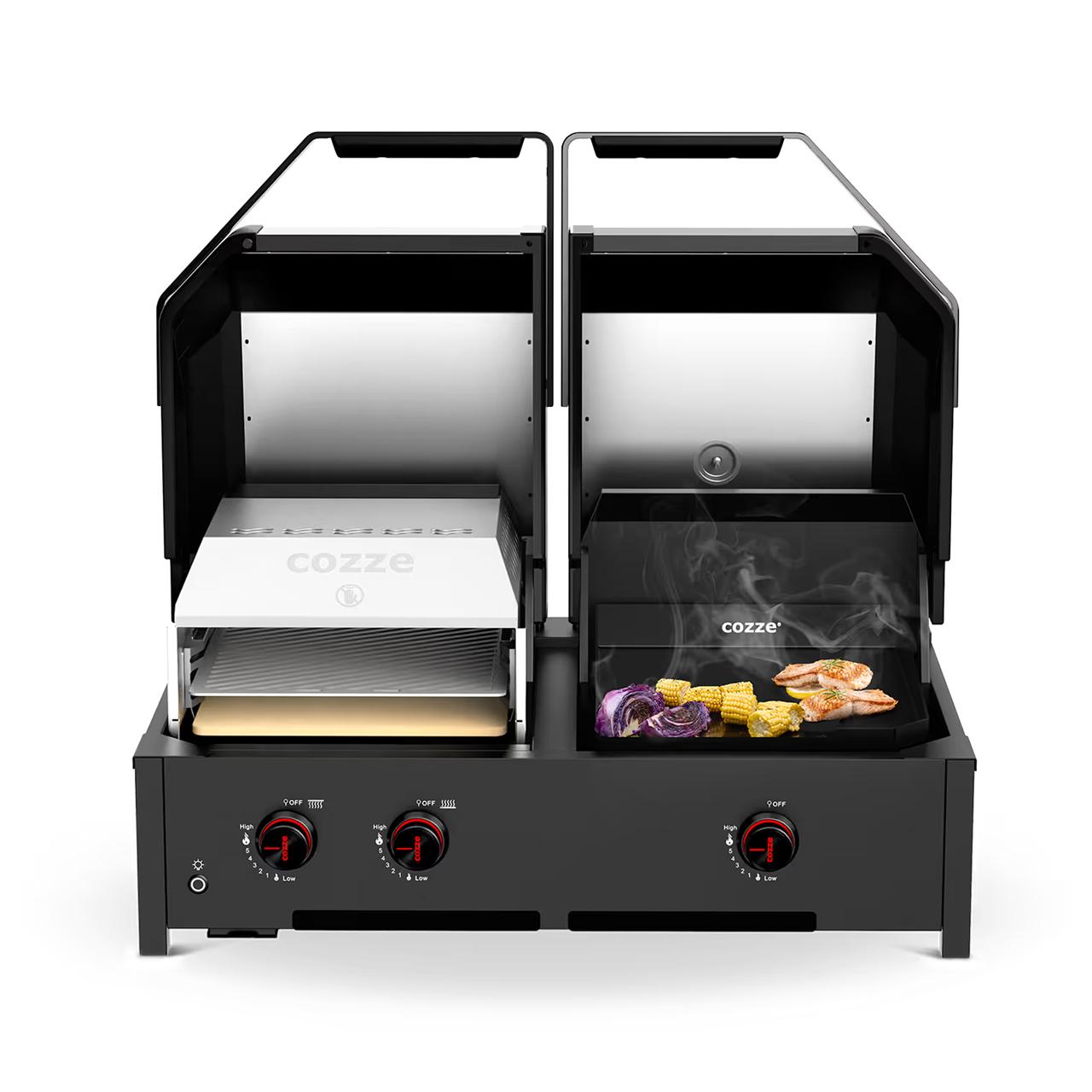 4-in-1 Plancha Grill Cozze G-900 Quattro mit 2 Brennern