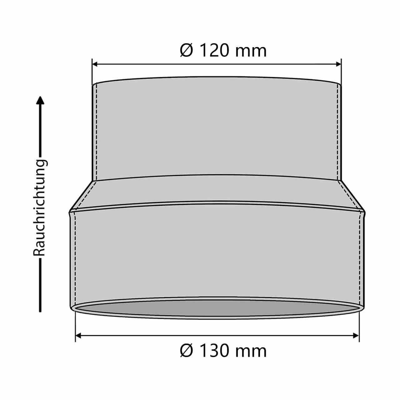 Ofenrohr Reduzierung DN 130 auf 120 mm Gussgrau