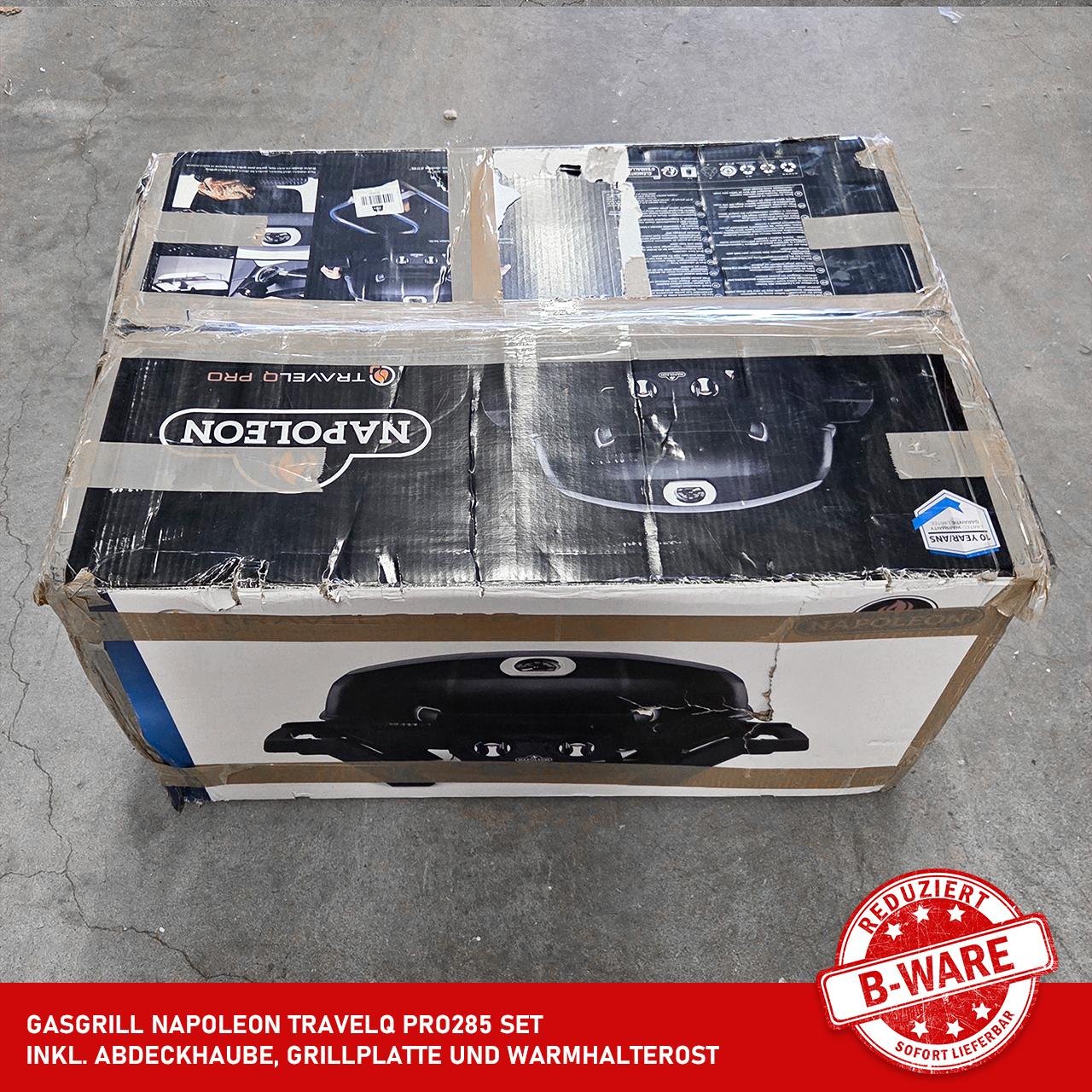 B-Ware - Gasgrill Napoleon TravelQ PRO285 Set inkl. Abdeckhaube, Grillplatte und Warmhalterost
