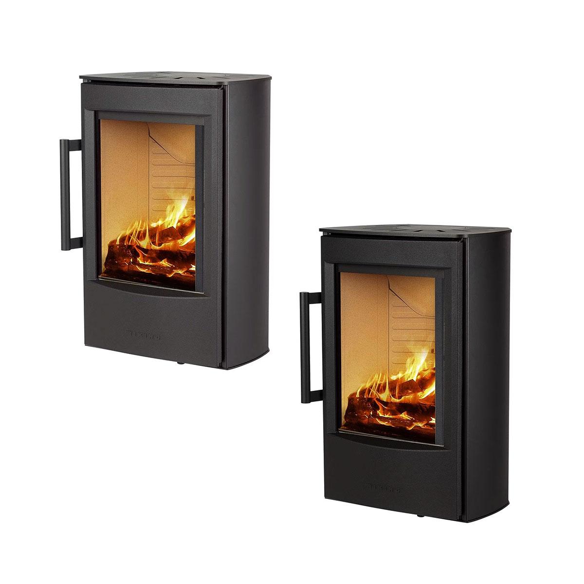 Kaminofen Wiking Miro 2 Wandhängend 4,9 kW - Korpus: Schwarz - Rauchabgang: Oben