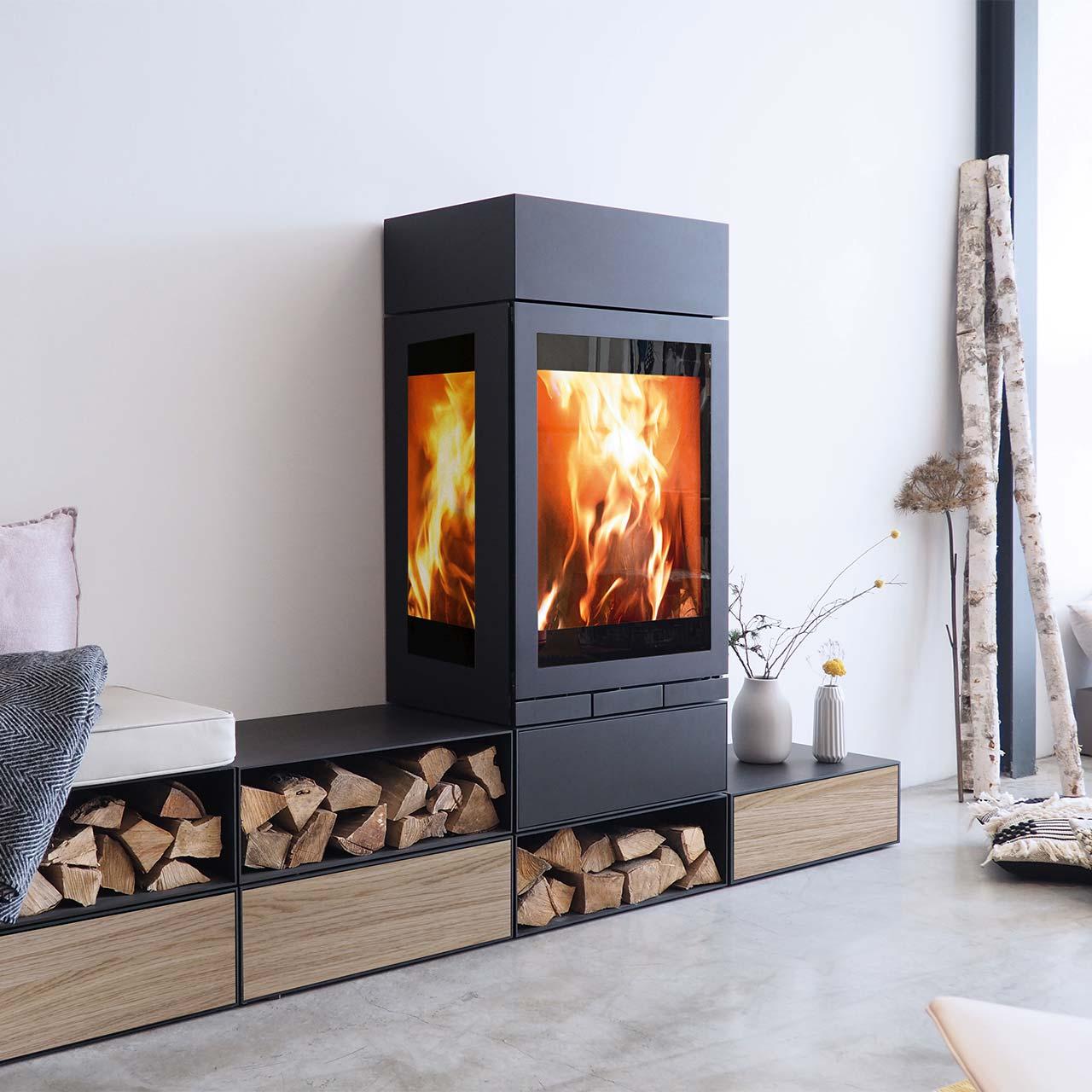 Kaminofen Skantherm Elements 603 3S 10 kW - Ausführung: Türanschlag rechts (Griff links)