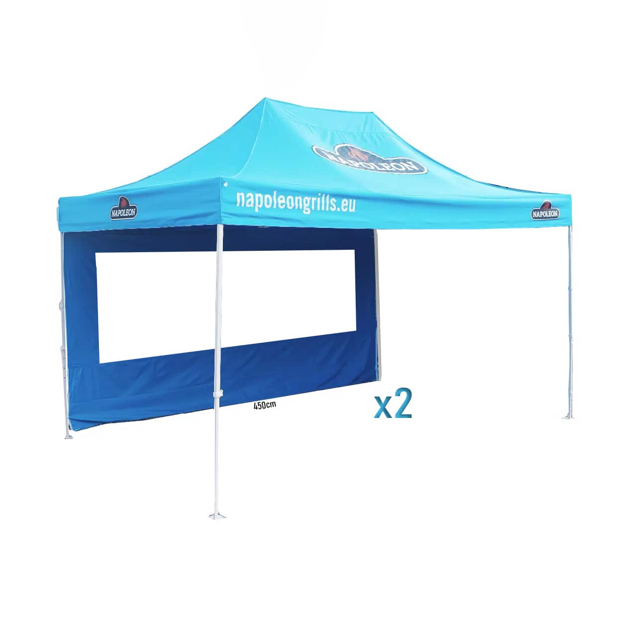 Seitenwand 4,5M - Blau mit Fenster (2 Stück)