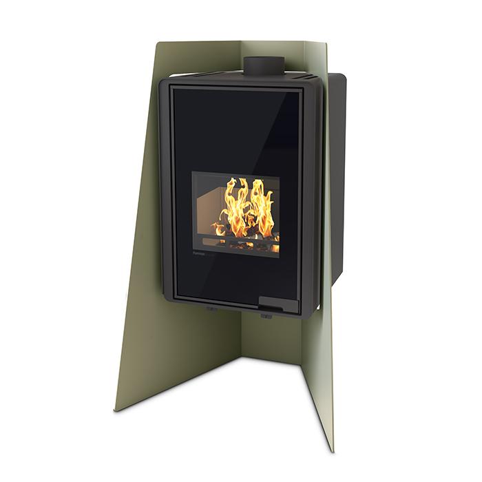 Kaminofen HS Flamingo Deluxe Island 9 kW - Farbe: Rot
