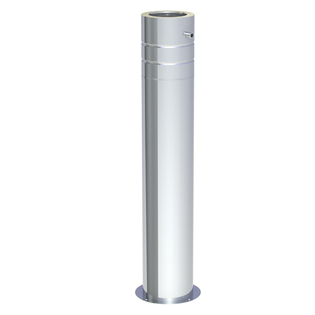 Jeremias DW Teleskopstütze mit Teleskopkopf, Kondensatablauf seitlich und 1/2 Zoll Nippel - verstellbar: 250-690mm - für Schornstein-Innendurchmesser: 150mm