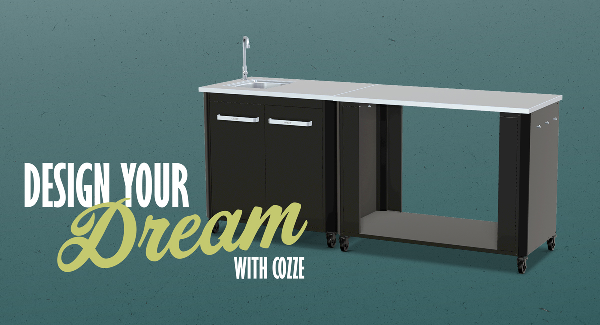Cozze Outdoorküche Bundle: Spülenschrank 90 cm & offenes Modul 115 cm mit Edelstahlplatte