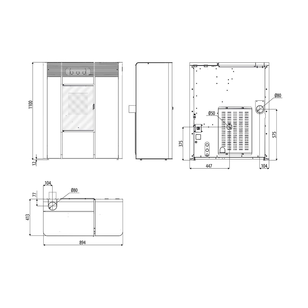 Pelletofen wasserführend MCZ Thea Hydro 23 R 22,4 kW - Ausführung: White metal_302