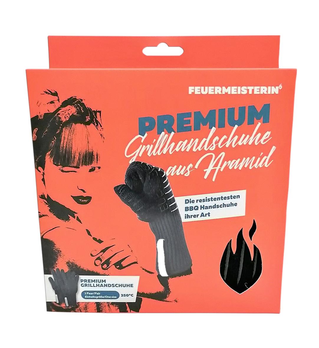 Feuermeisterin Premium Aramid Grillhandschuhe, schwarz