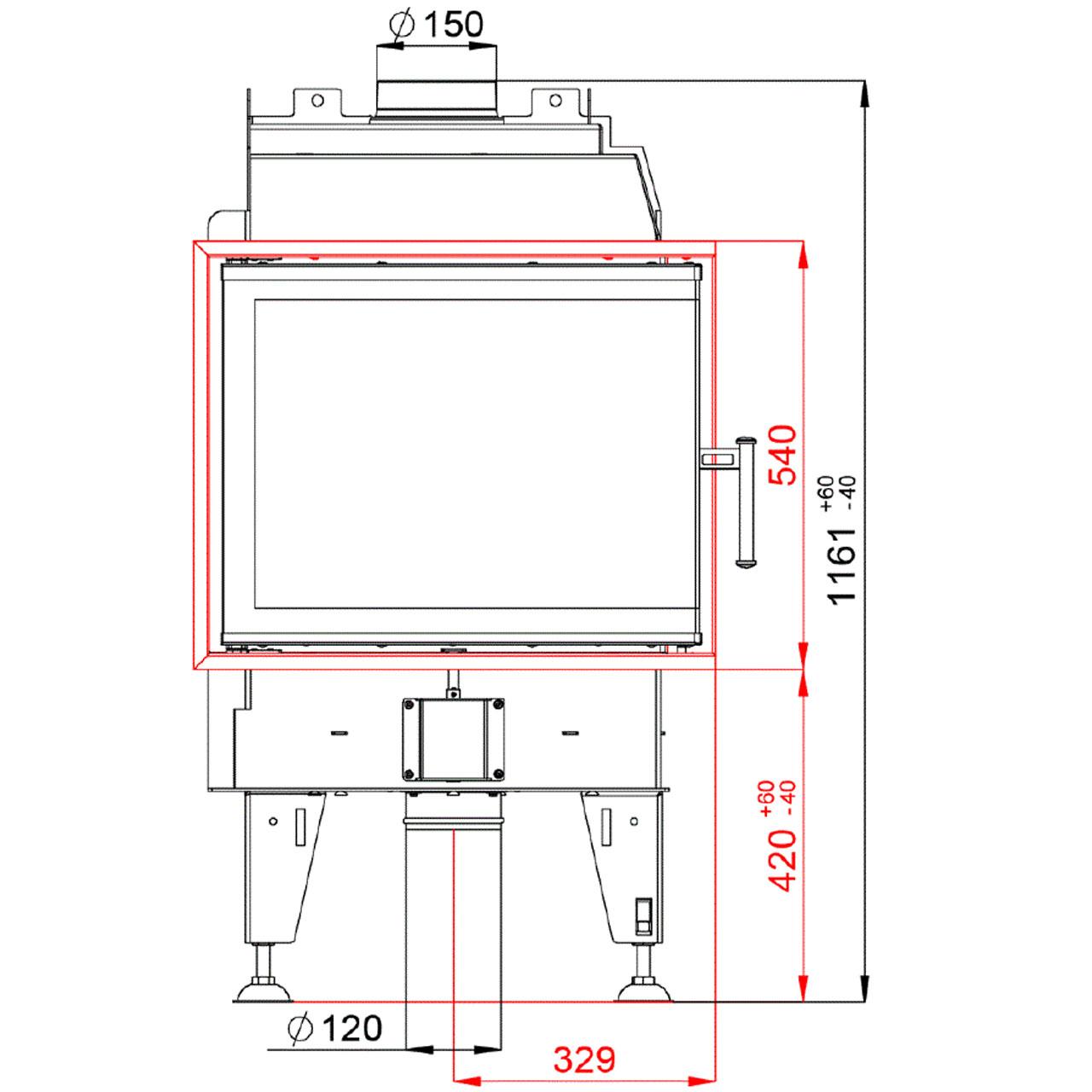 Kamineinsatz BeF Royal 7 CP/CL 7,4 KW - Ausführung:  CP Seitenfenster rechts