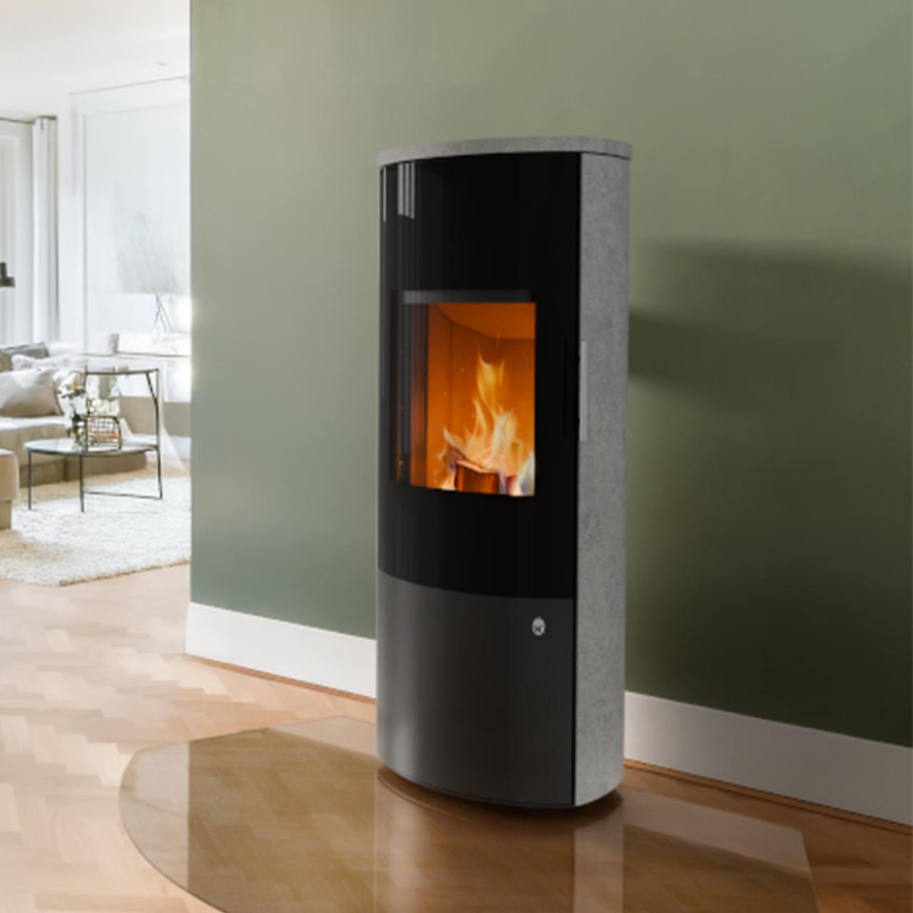 Königshütte Kaminofen GEMINI 1/7 6kW - Ausführung: Stahl schwarz mit Stahltür