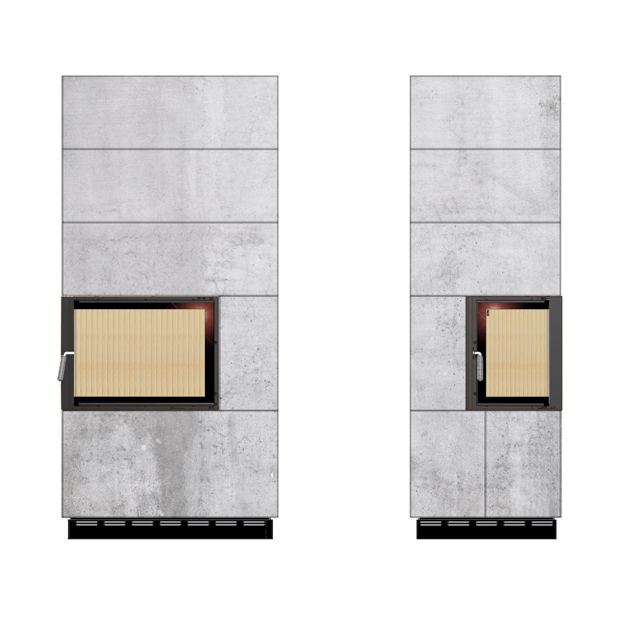 Kaminbausatz Brunner wasserführend BSK 12.1 Kamin-Kessel Eck 42/57/30 rechts, Drehtür 8 kW - Kessel-Ausführung: Glaskeramik (GK)
