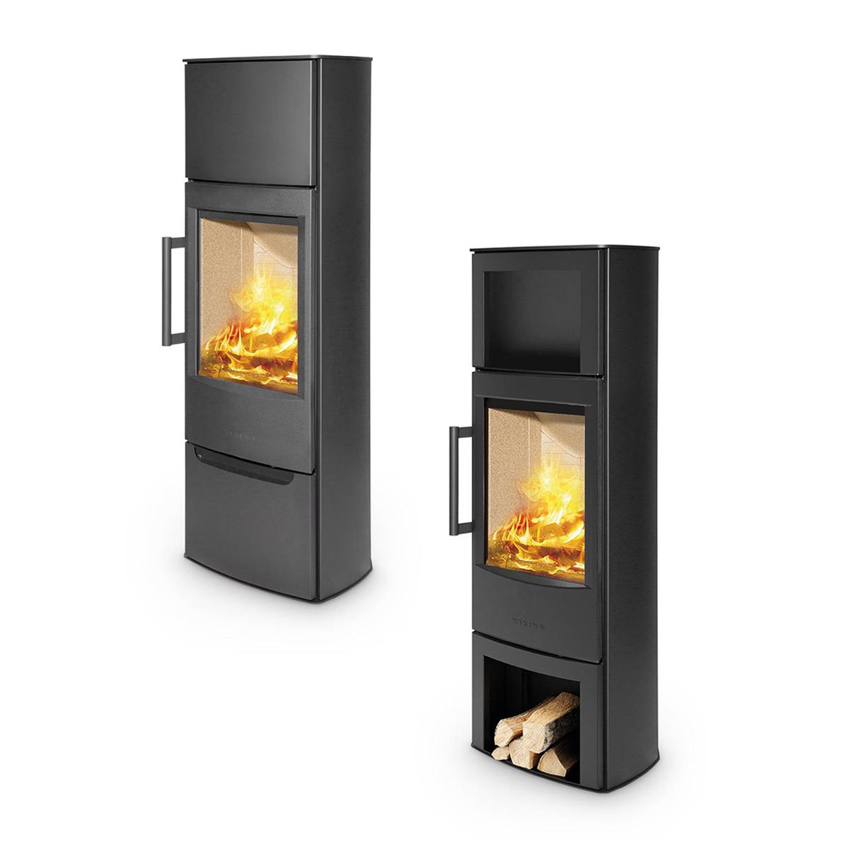 Kaminofen Wiking Miro 6 Stahl 4,9 kW - Holzfach: mit Tür - Korpus: Grau - Rauchabgang: Hinten - DIBt-Prüfung: Ja