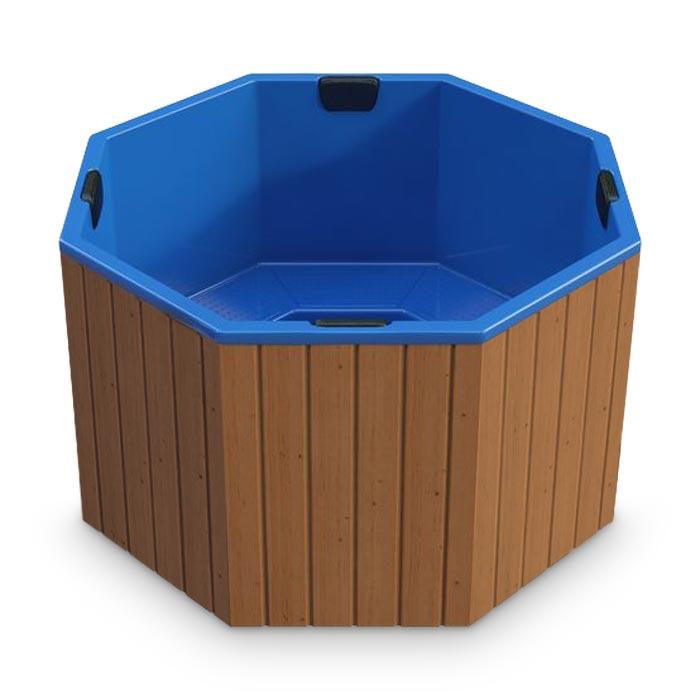 Hot Tub AA-Kaminwelt Badefass achteckig mit Kunststoffeinsatz ohne Ofen - Farbe: RAL 5010 - Größe: 2x2 m