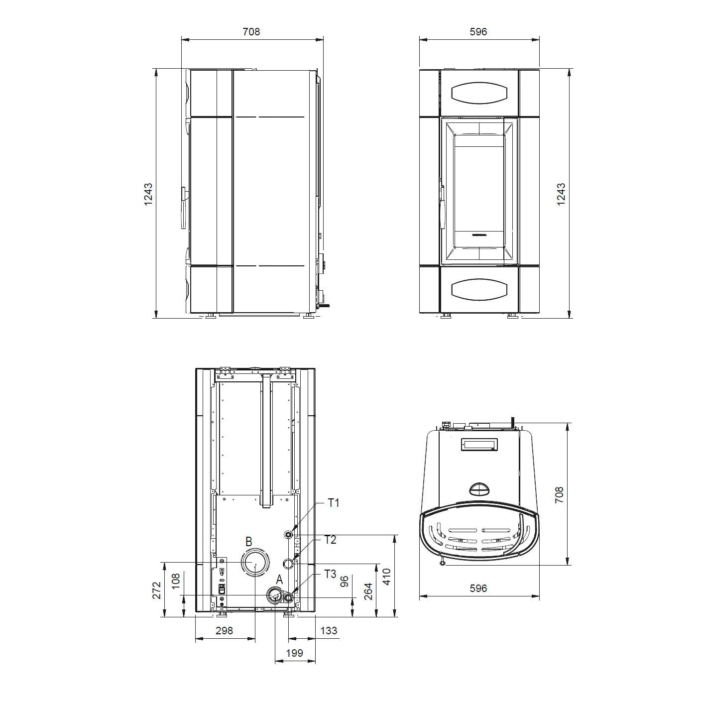 Pelletofen wasserführend Extraflame Evolution Line Isidora Idro H20 5.0 Evo mit 22,4 kW - Verkleidung: bordeaux