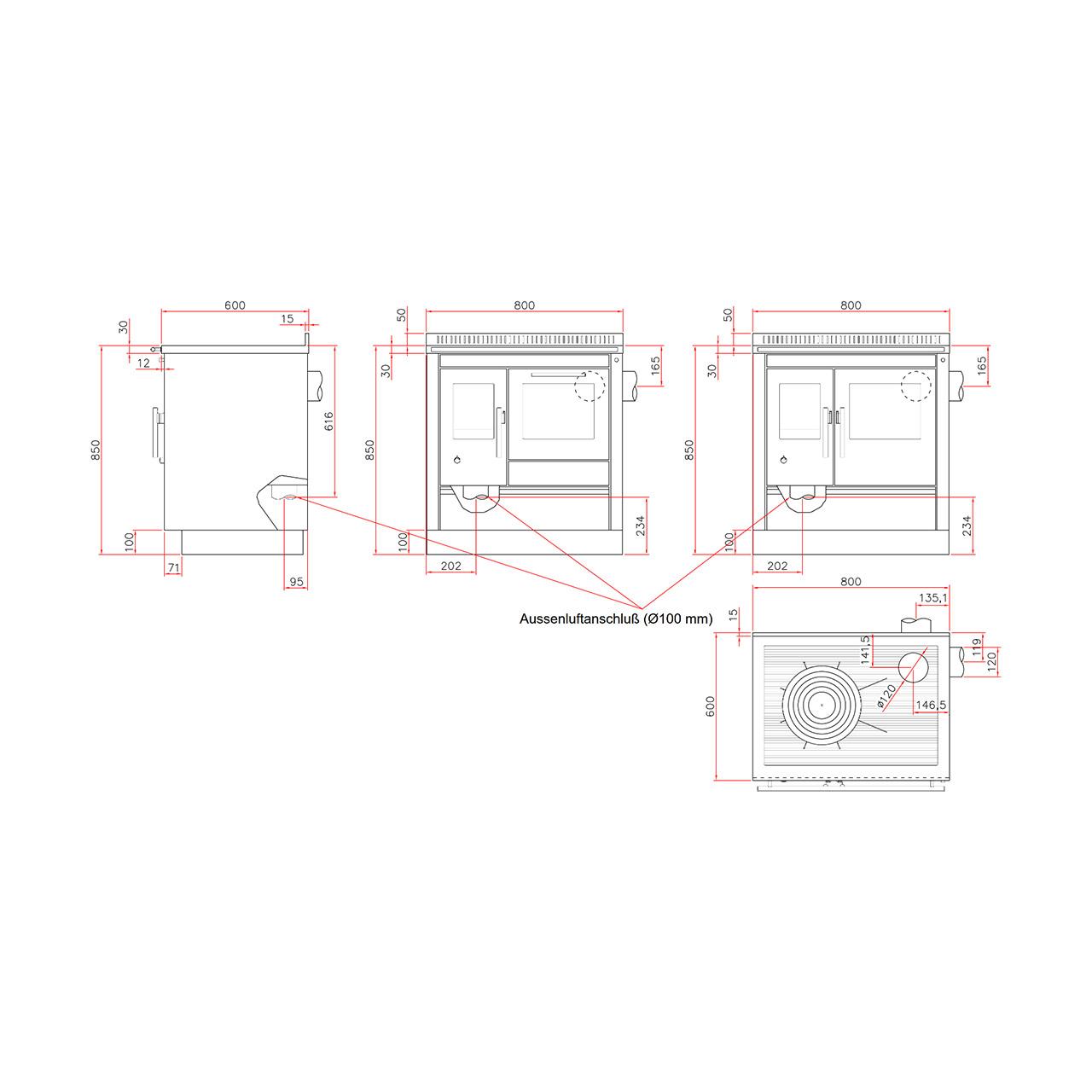 Holzherd Tyrola TR_C 80, 7 kW Küchenofen