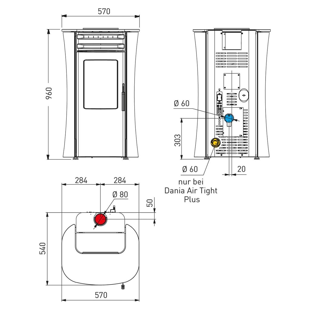 Pelletofen Edilkamin Dania Air Tight 6 kW - Ausführung: Schwarz