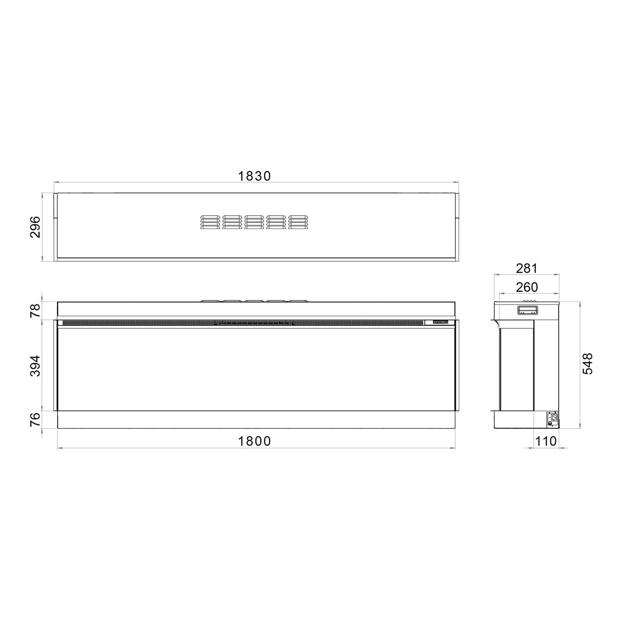 Elektrokamin Trimline Fires 180E Solus