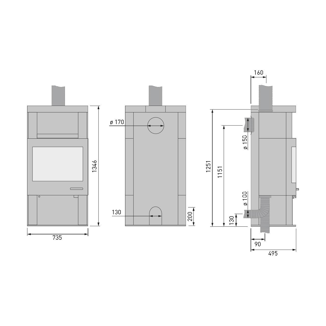 Kaminofen Skantherm Ator Plus Panorama 9,9 kW - Ausführung: Speckstein, Korpus Schwarz