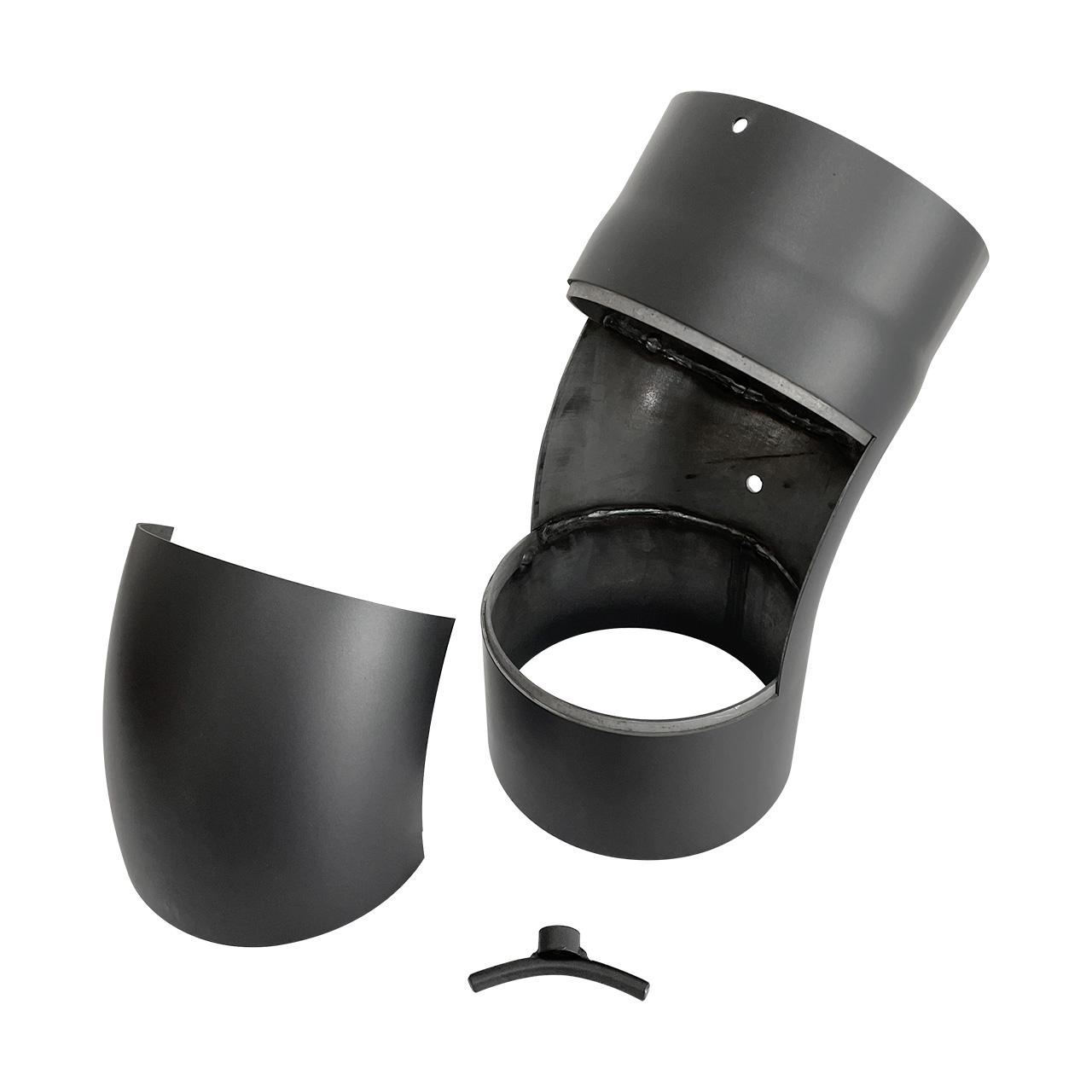 Ofenrohr Bogen gezogen mit Tür DN 150 mm 45° Grau