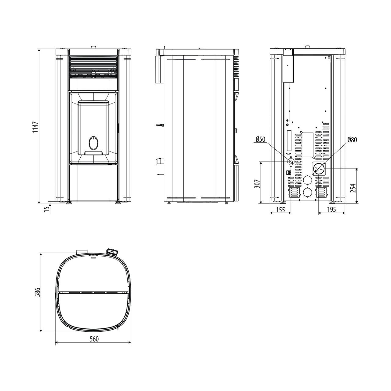 Pelletofen MCZ Musa Air 10 R 10 kW - Ausführung: White metal_302