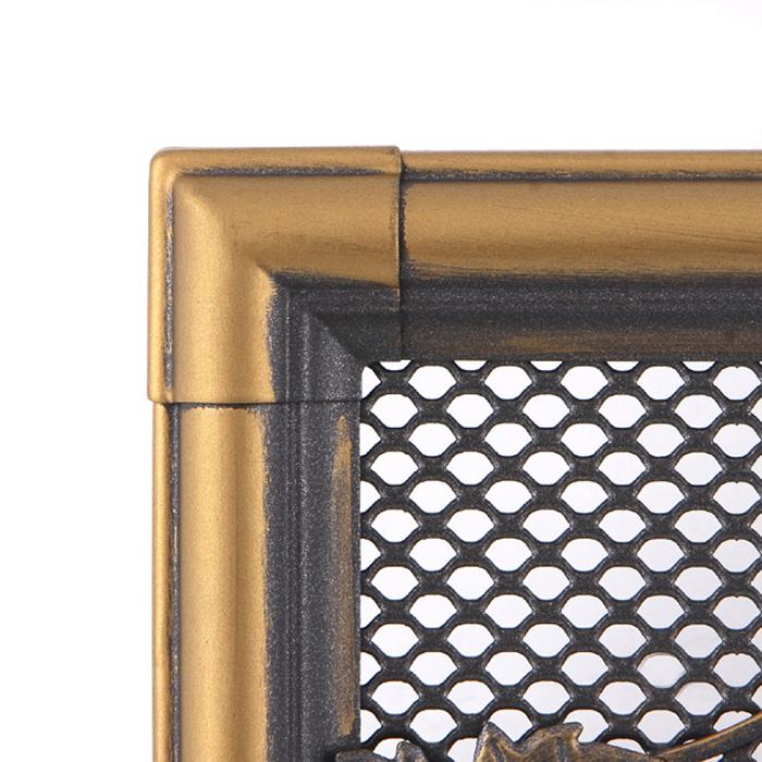 Kaltluftgitter 19x19 cm Kamin Lüftungsgitter Ofen Gitter Gold Patina