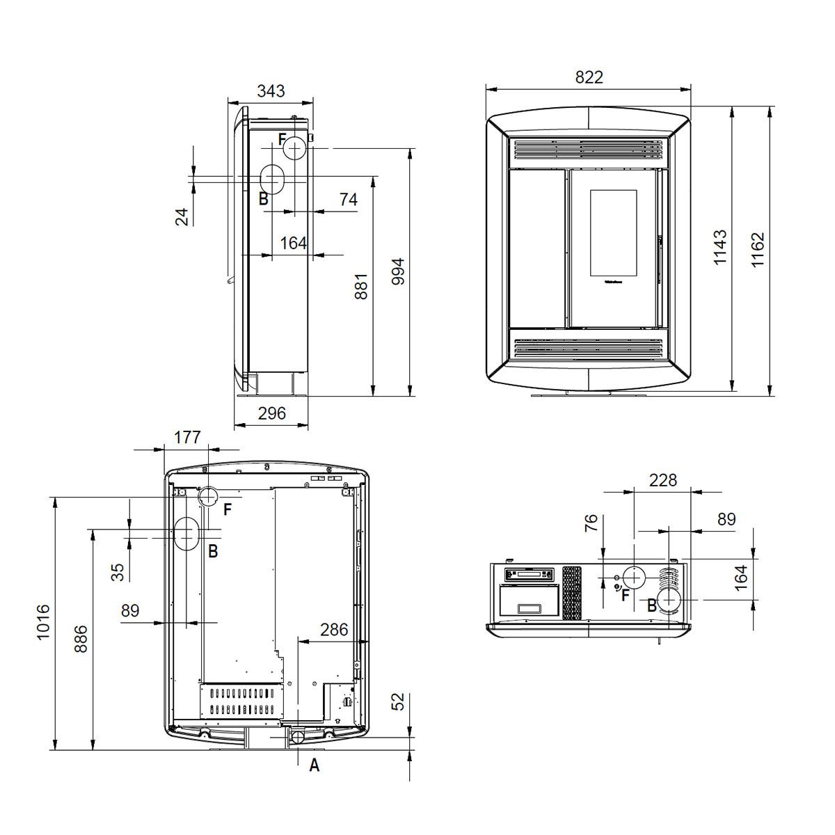 Pelletofen Extraflame Souvenir Plus Lux 5.0 mit 10 kW - Verkleidung: taupe