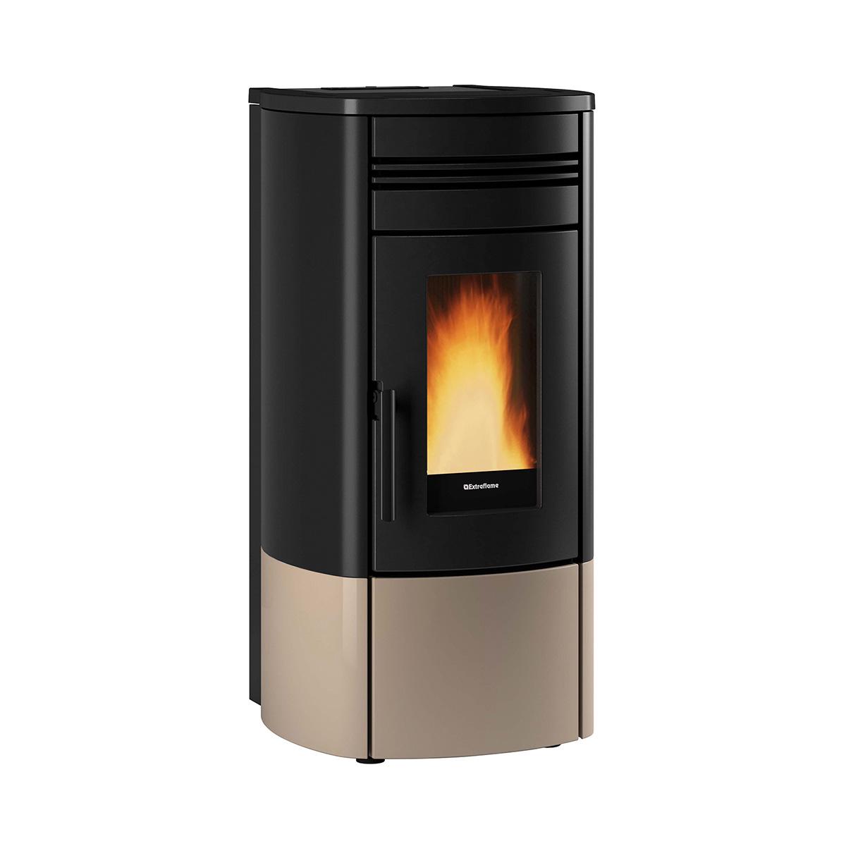 Pelletofen Extraflame Evolution Line Noris mit 12 kW - Verkleidung: taupe matt