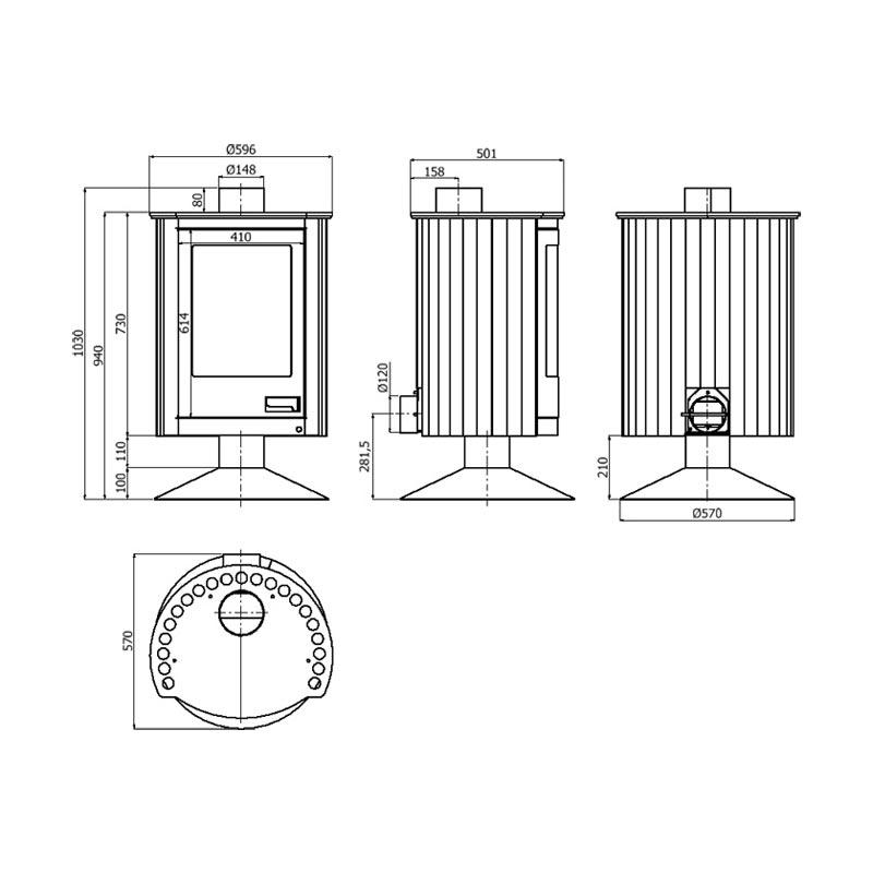 Warmluftofen Masterflamme Piccolo 2, 7 kW - Ausführung: Creme