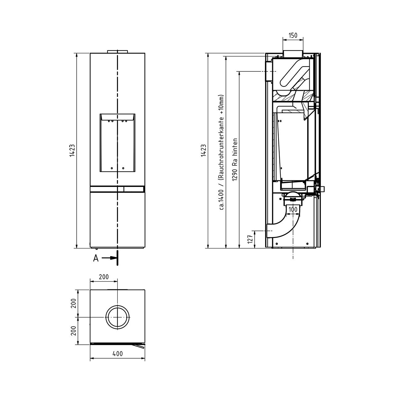 Speicherofen Tonwerk T-TWO Steel 6 kW, erweiterbares Modulsystem