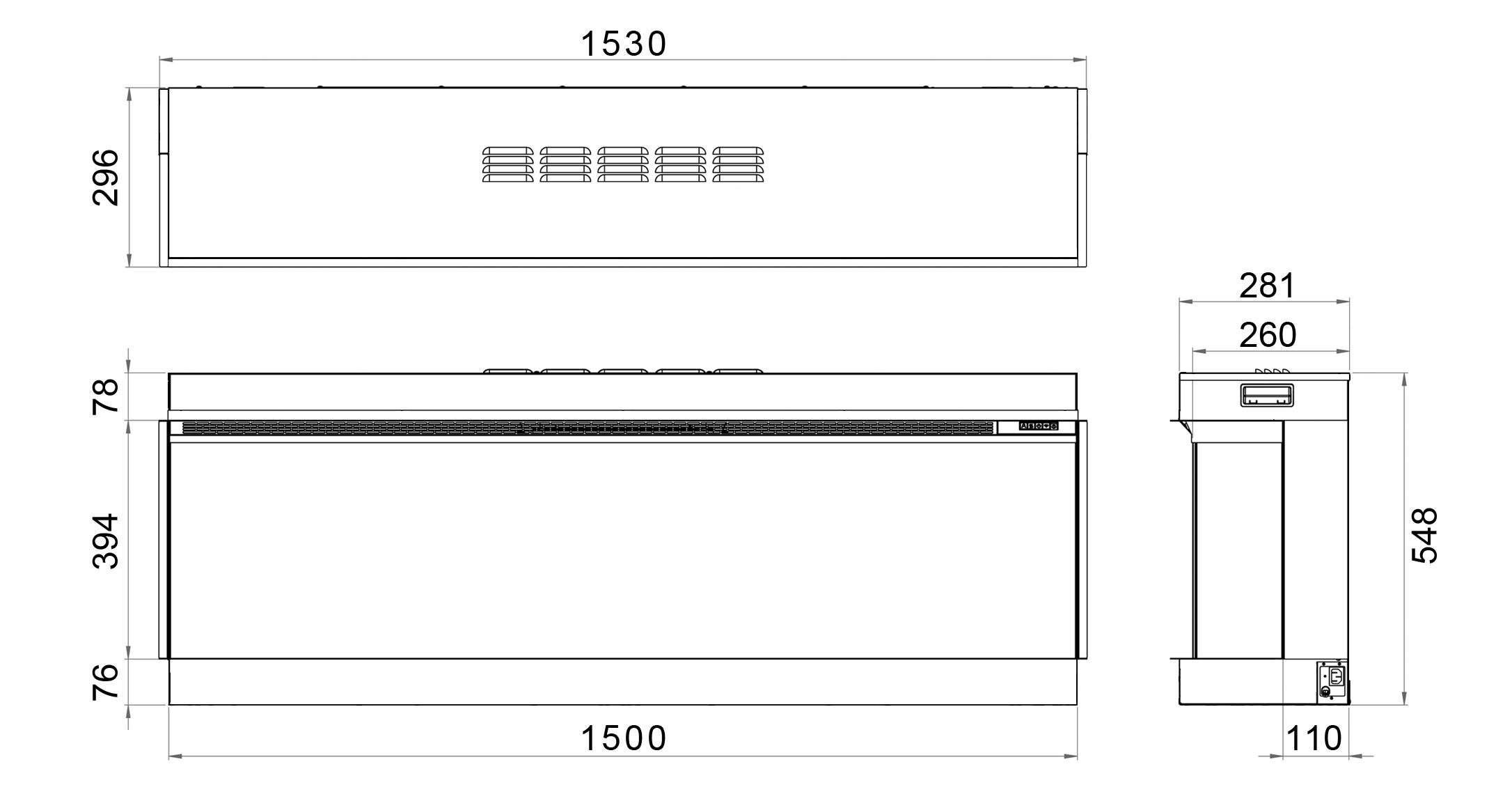 Elektrokamin Trimline Fires 150E Solus