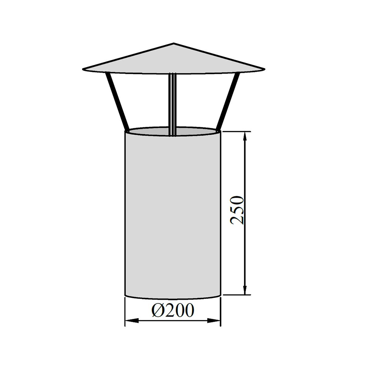 Ofenrohr Rauchrohr Regenhaube DN 200 mm Schwarz