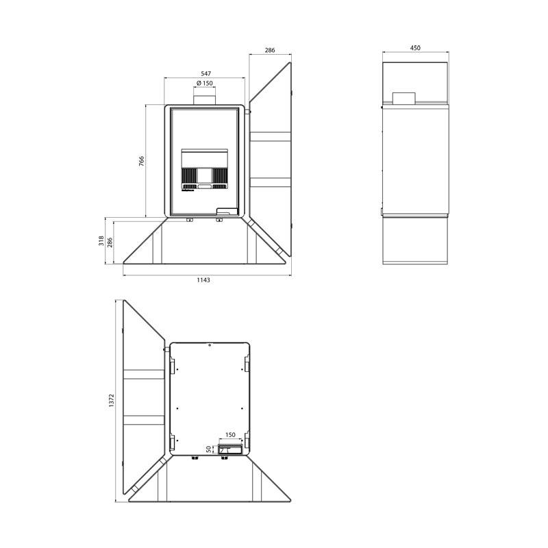 Kaminofen HS Flamingo Deluxe Kampa R 9 kW - Farbe: Grau