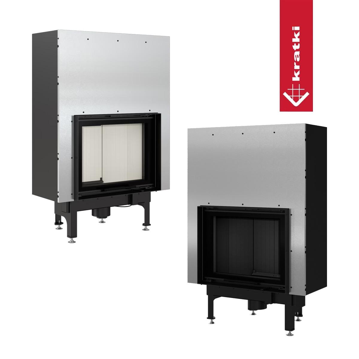 Kamineinsatz Kratki NADIA/10/G mit Schiebetür, 10 kW - Feuerraumauskleidung: weiß - Tür selbstschließend: ja