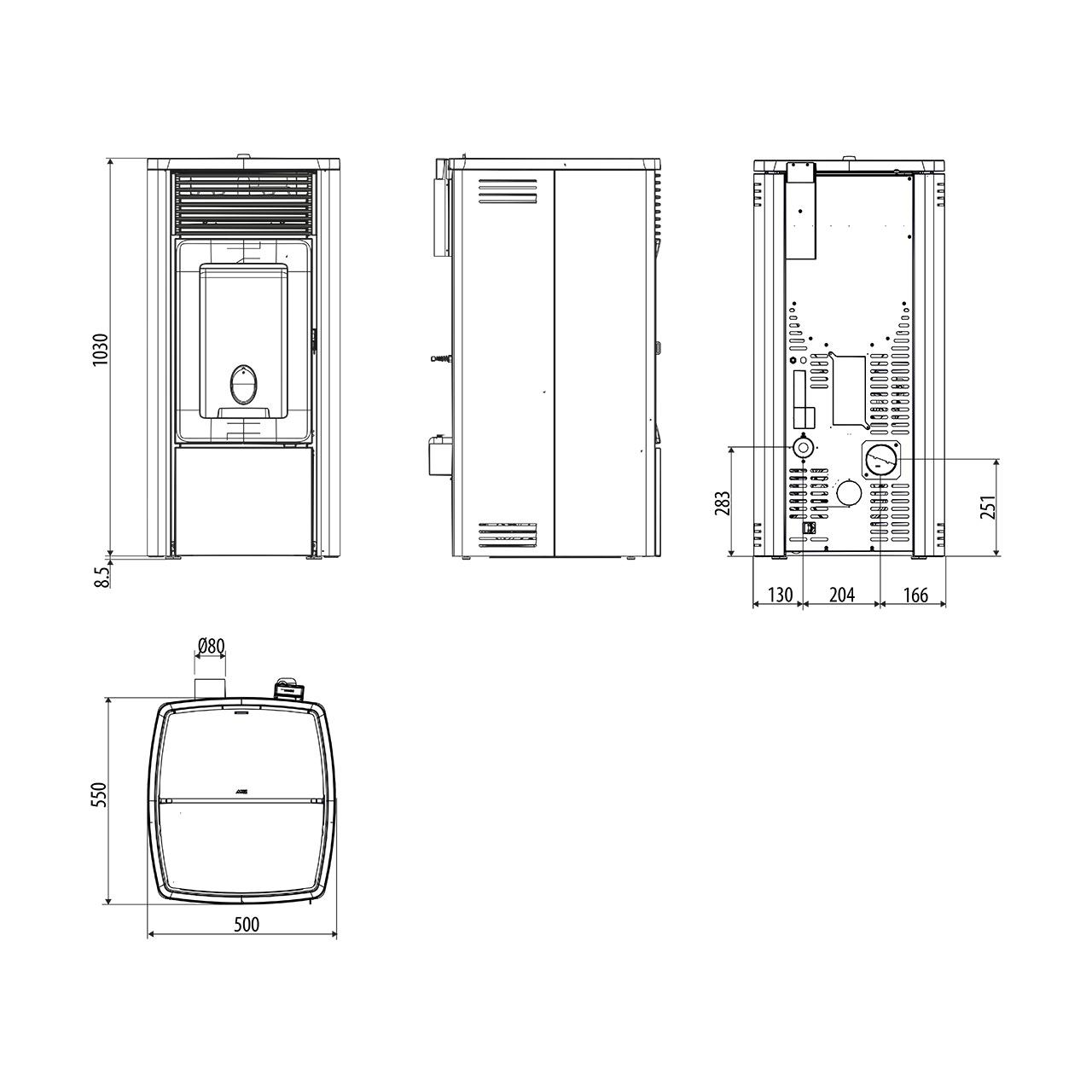 Pelletofen MCZ Ego Air 8 R 8,1 kW - Ausführung: Silver metal_313