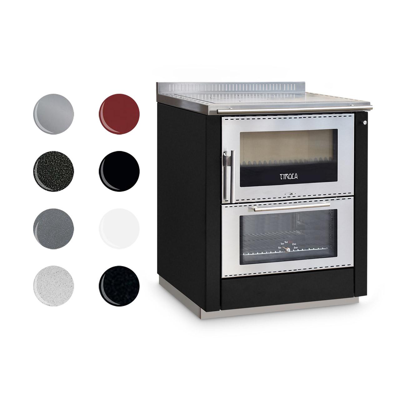 Holzherd Tyrola TR_F 80D, 7 kW & Sockel H40 mm - Ausführung: Edelstahl