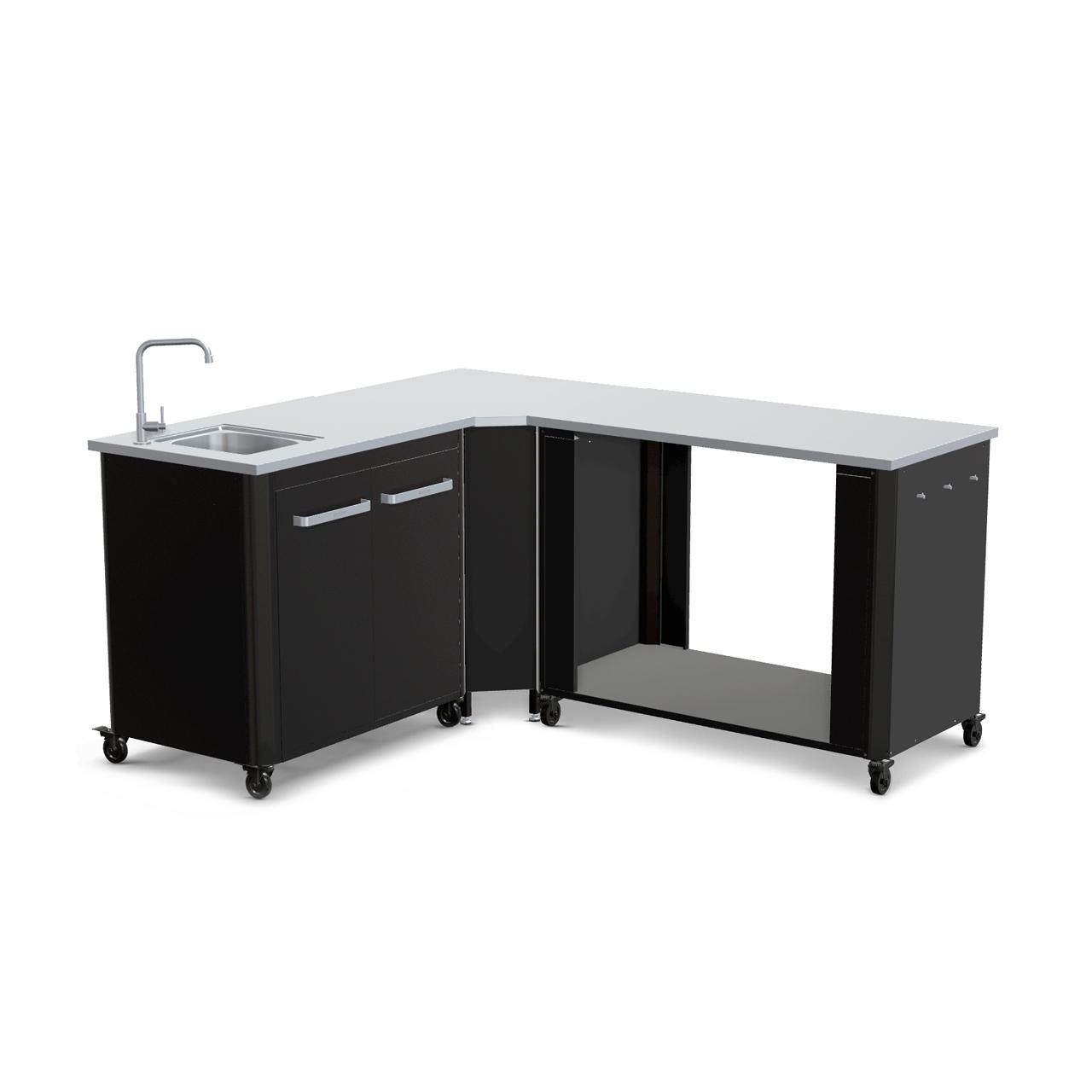 Cozze Outdoorküche Bundle mit Ecktisch, Spülenschrank 90 cm & offenem Modul 115 cm mit Edelstahlplatte